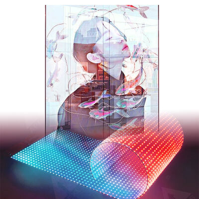 P4 P5 P6 P8 P10 Transparent LED Film Display 2.5mm Ultra-Thin Flexible Glass Screen 90%–95% High Transparency